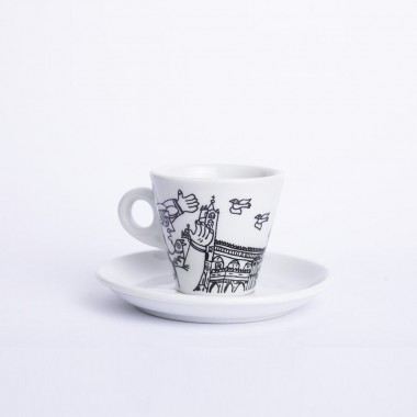 Sicilian Porcelain Coffee Cup with Saucer Palermo de simone pottery Sicilian Porcelain Coffee Cup with Saucer Palermo de simone pottery